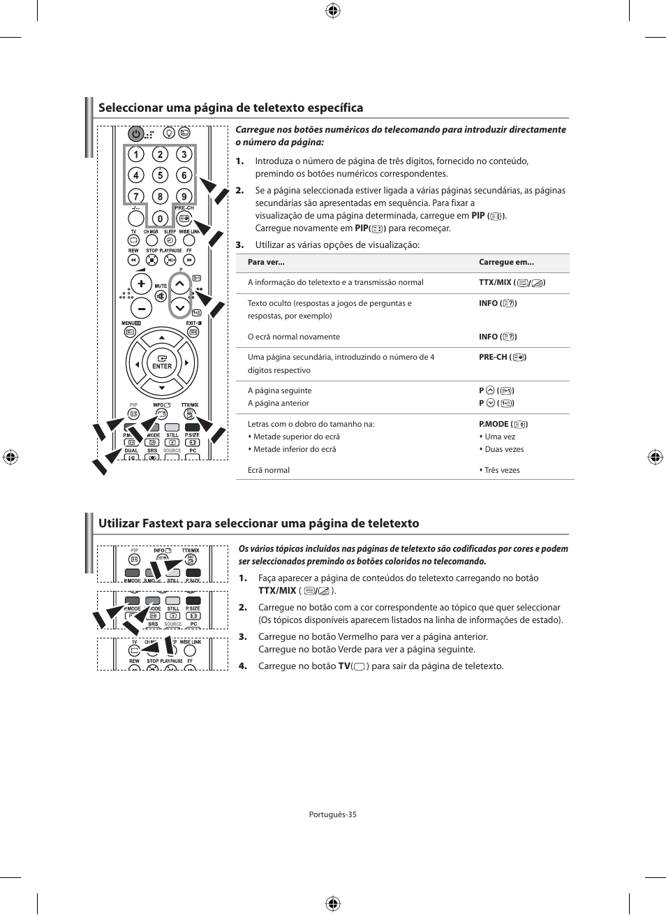 Seleccionar uma página de teletexto específica | Samsung LE46F71B User Manual | Page 257 / 312