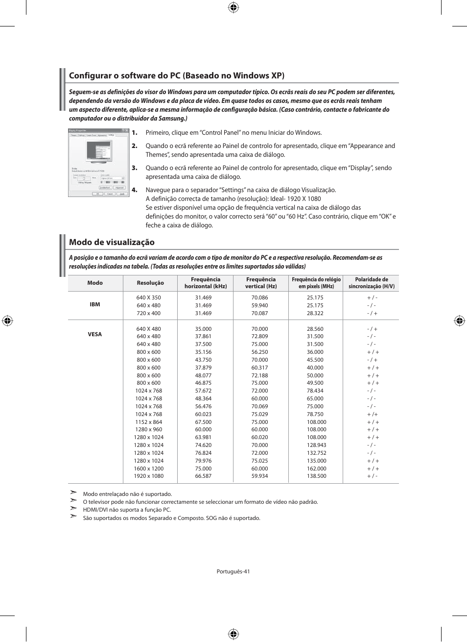Modo de visualização | Samsung LE46F71B User Manual | Page 263 / 312