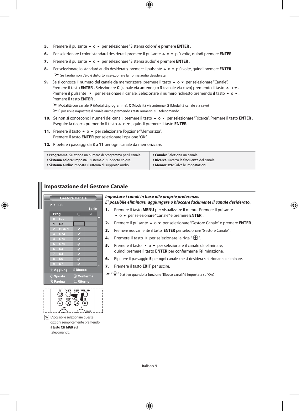 Impostazione del gestore canale | Samsung LE46F71B User Manual | Page 275 / 312