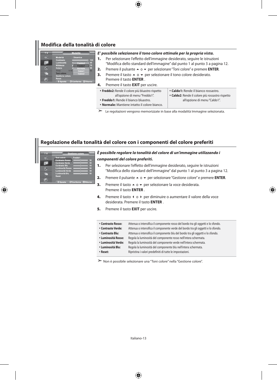 Modifica della tonalità di colore | Samsung LE46F71B User Manual | Page 279 / 312