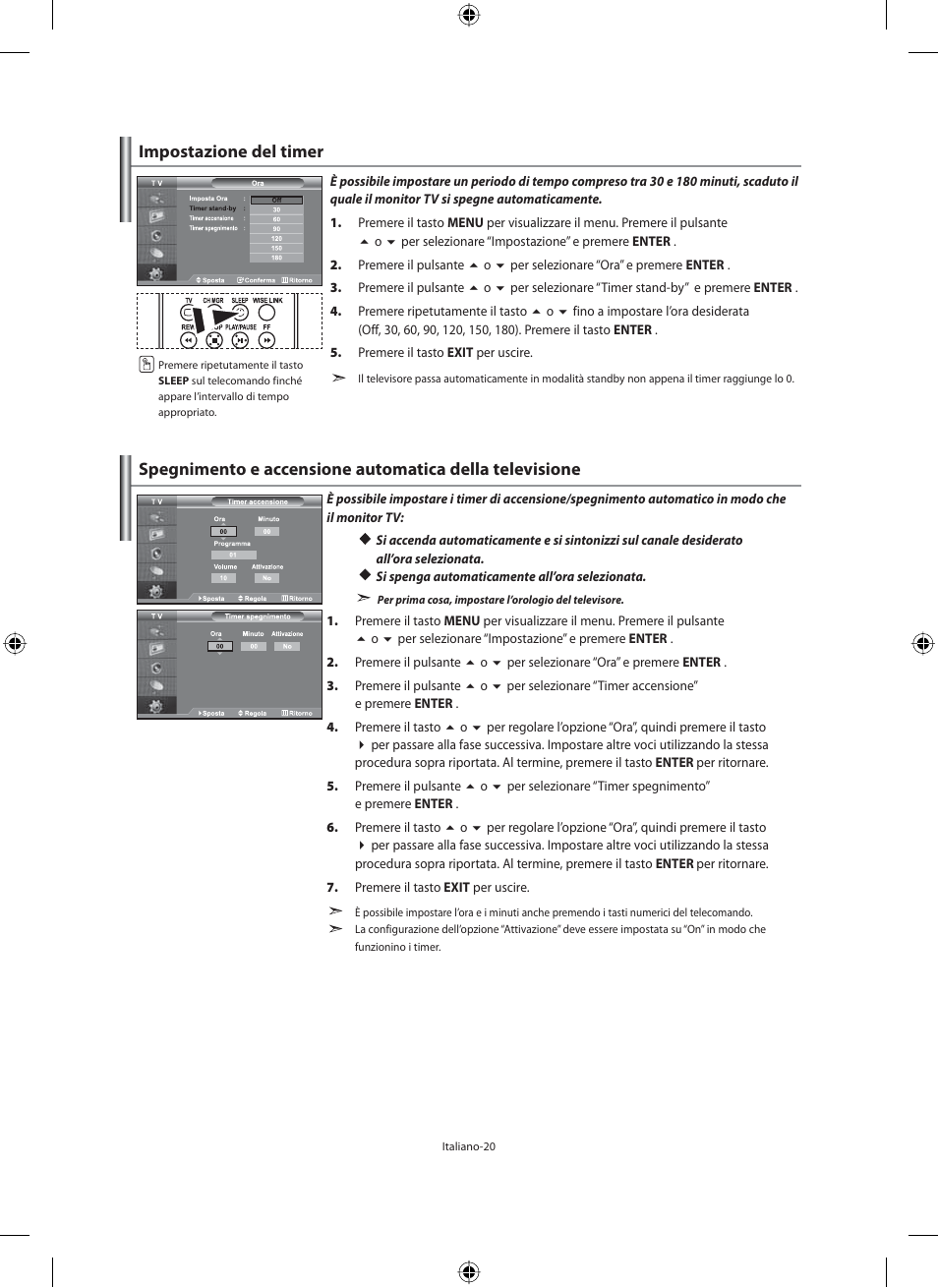 Impostazione del timer | Samsung LE46F71B User Manual | Page 286 / 312