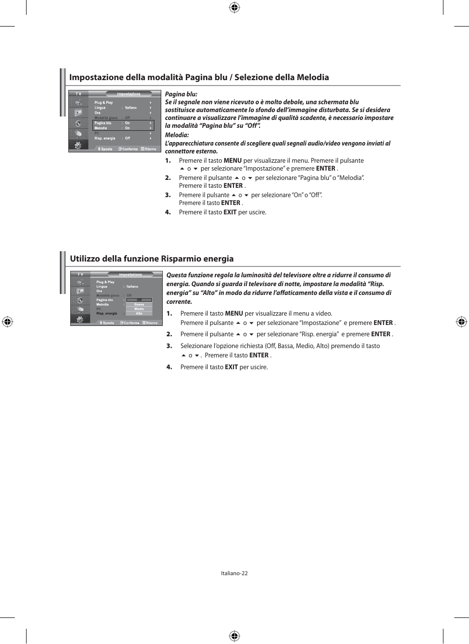 Utilizzo della funzione risparmio energia | Samsung LE46F71B User Manual | Page 288 / 312