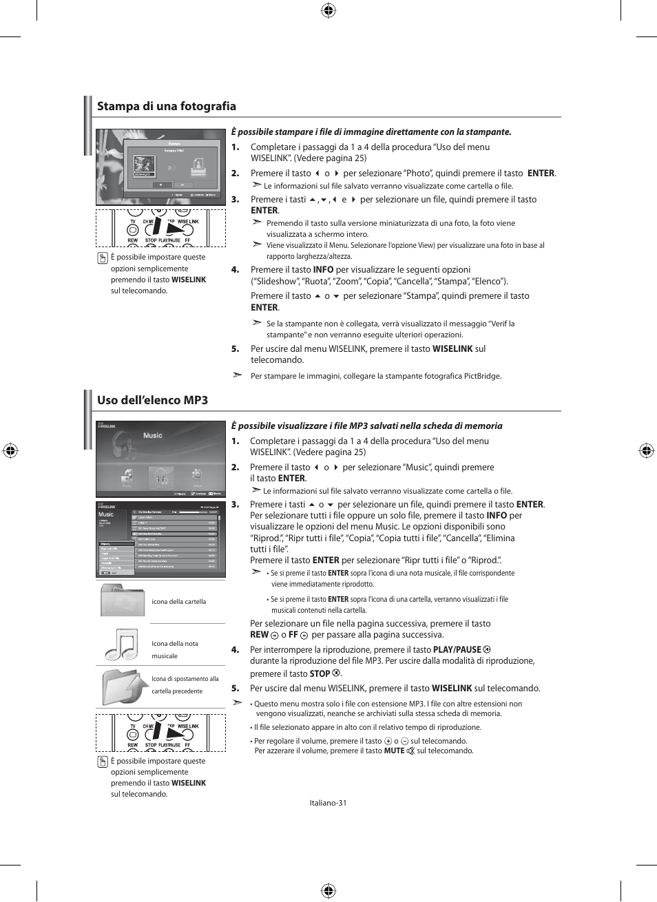 Uso dell’elenco mp3, Stampa di una fotografia | Samsung LE46F71B User Manual | Page 297 / 312