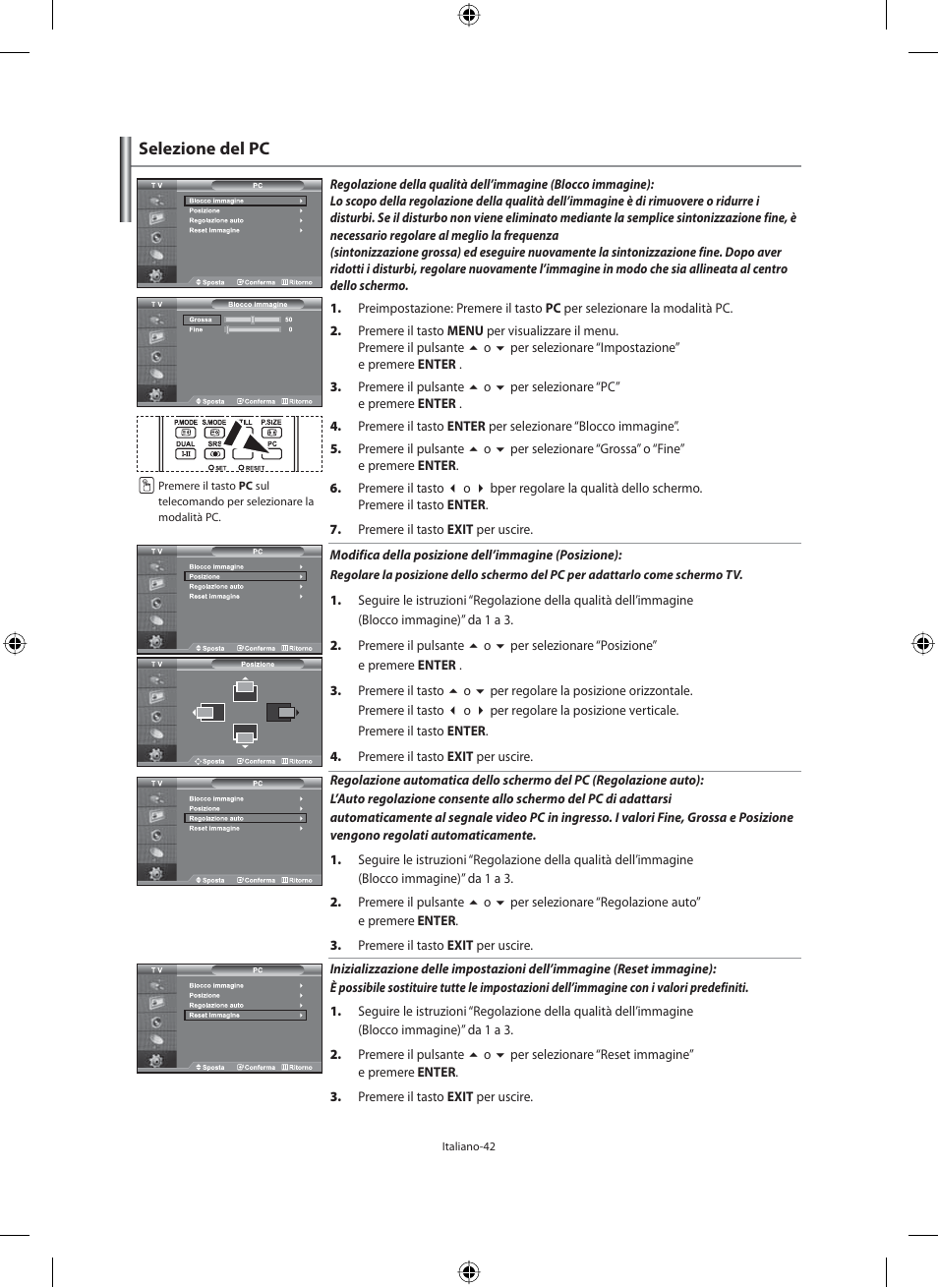 Selezione del pc | Samsung LE46F71B User Manual | Page 308 / 312