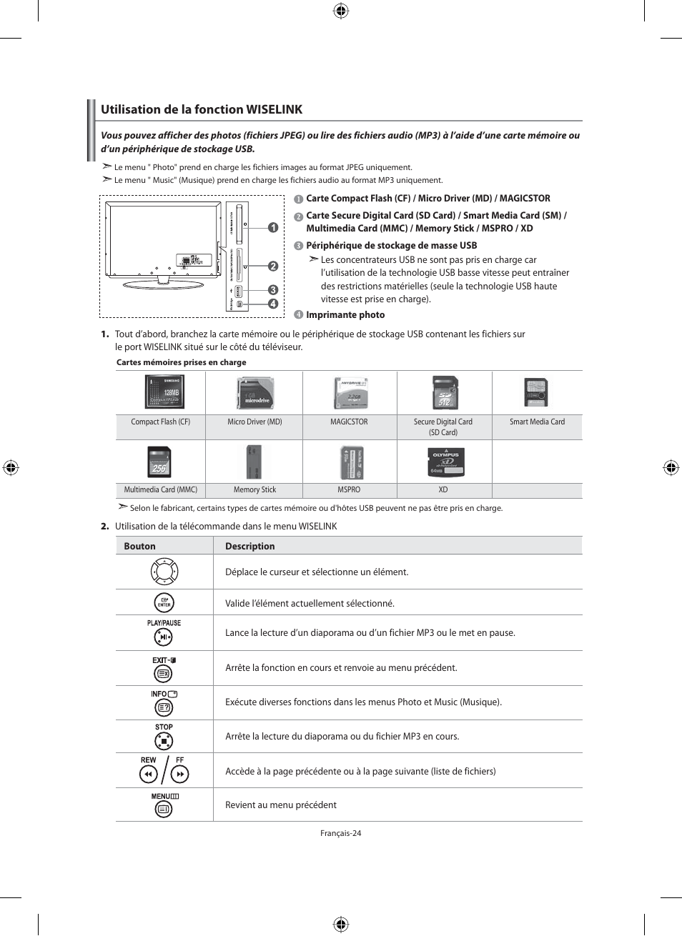 Utilisation de la fonction wiselink | Samsung LE46F71B User Manual | Page 70 / 312