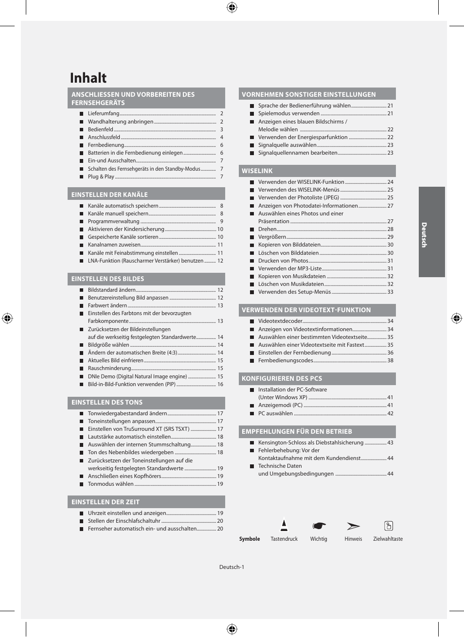 Inhalt | Samsung LE46F71B User Manual | Page 91 / 312