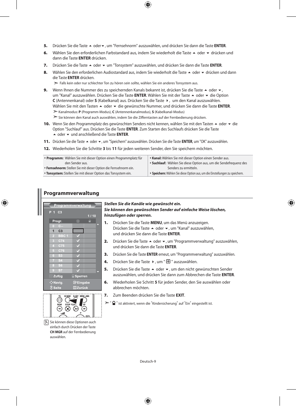 Programmverwaltung | Samsung LE46F71B User Manual | Page 99 / 312