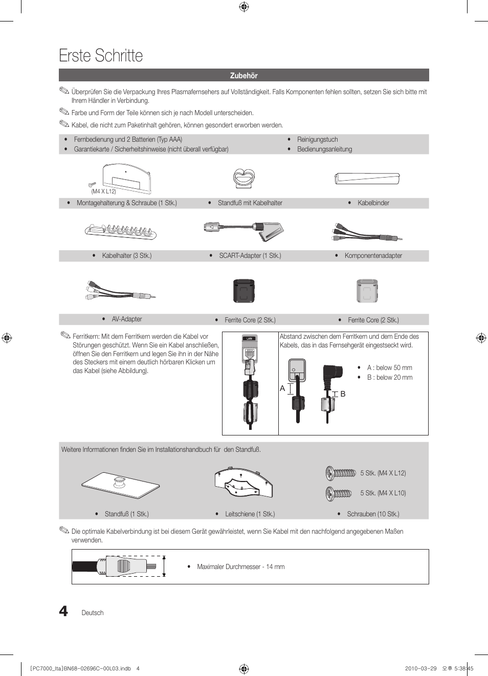 Erste schritte | Samsung PS50C7000YP User Manual | Page 130 / 189