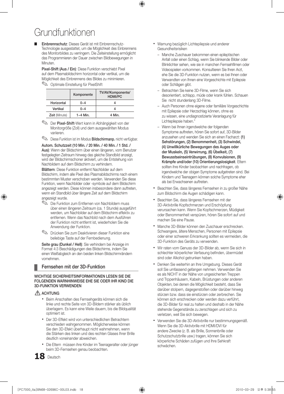 Grundfunktionen | Samsung PS50C7000YP User Manual | Page 144 / 189