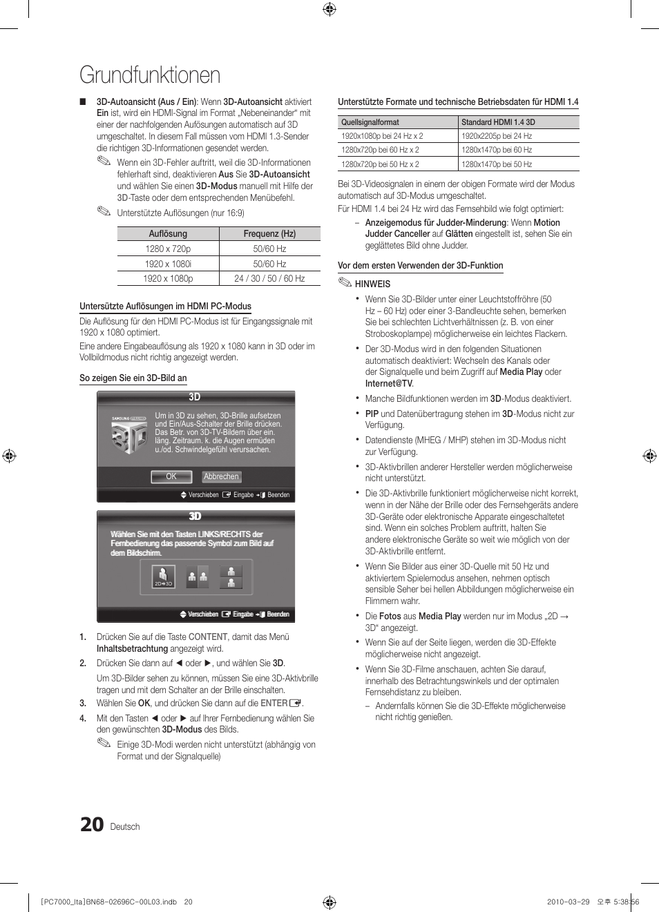 Grundfunktionen | Samsung PS50C7000YP User Manual | Page 146 / 189
