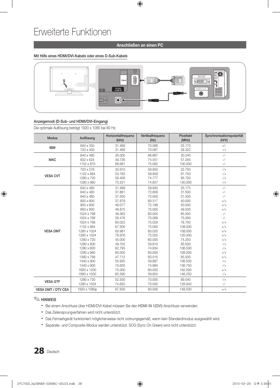 Erweiterte funktionen | Samsung PS50C7000YP User Manual | Page 154 / 189