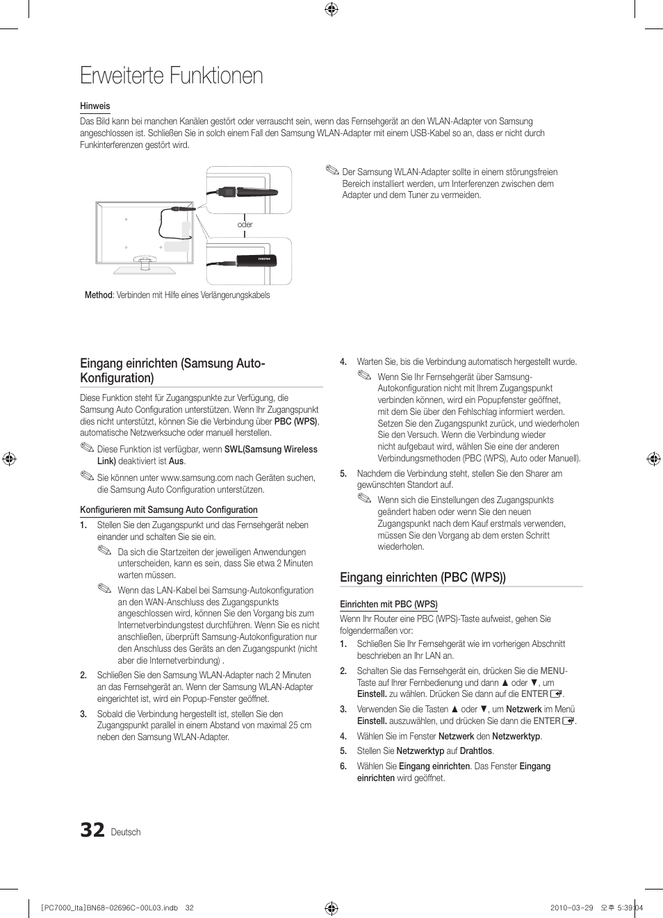 Erweiterte funktionen | Samsung PS50C7000YP User Manual | Page 158 / 189