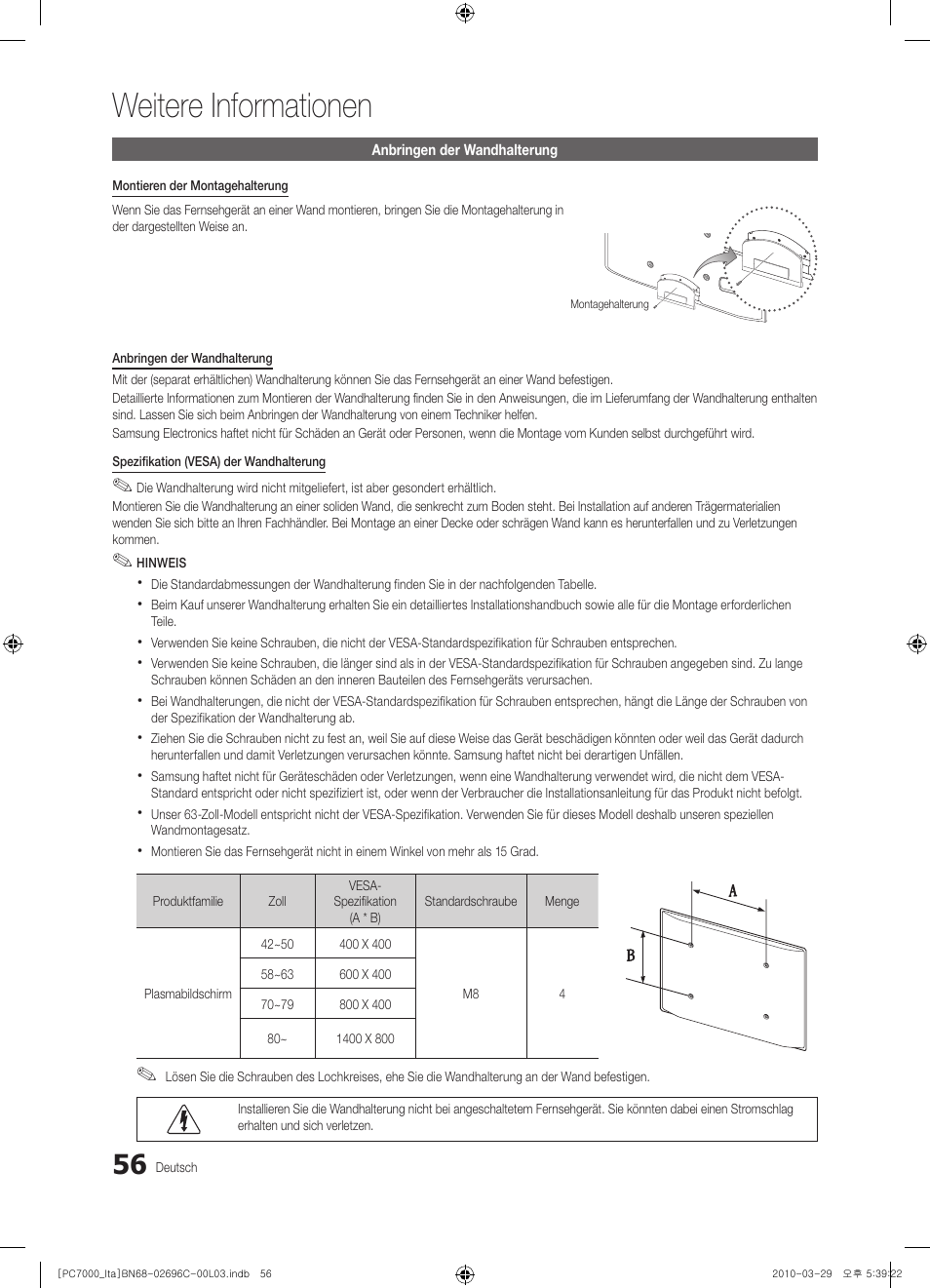 Weitere informationen | Samsung PS50C7000YP User Manual | Page 182 / 189