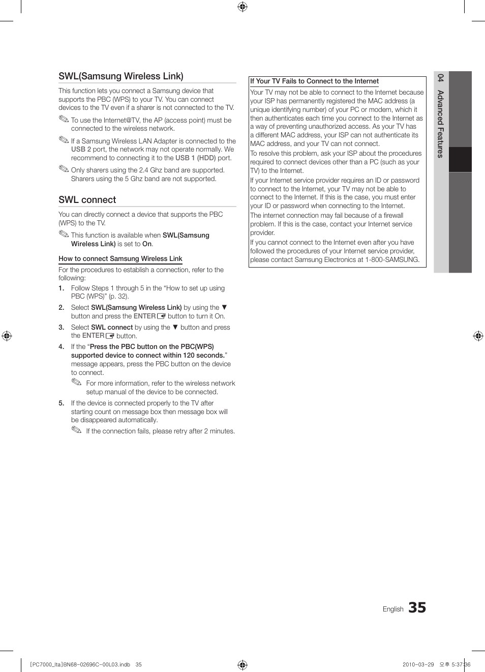 Samsung PS50C7000YP User Manual | Page 35 / 189