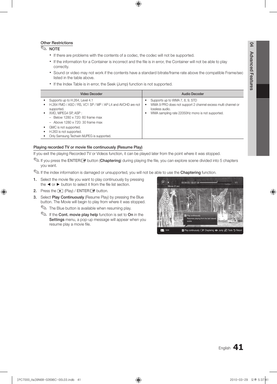 Samsung PS50C7000YP User Manual | Page 41 / 189