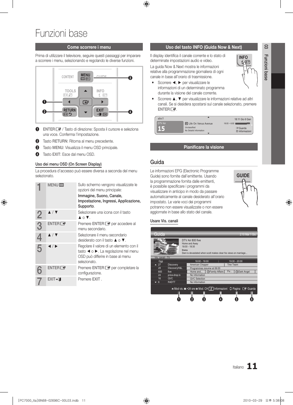 Funzioni base, Guida | Samsung PS50C7000YP User Manual | Page 73 / 189