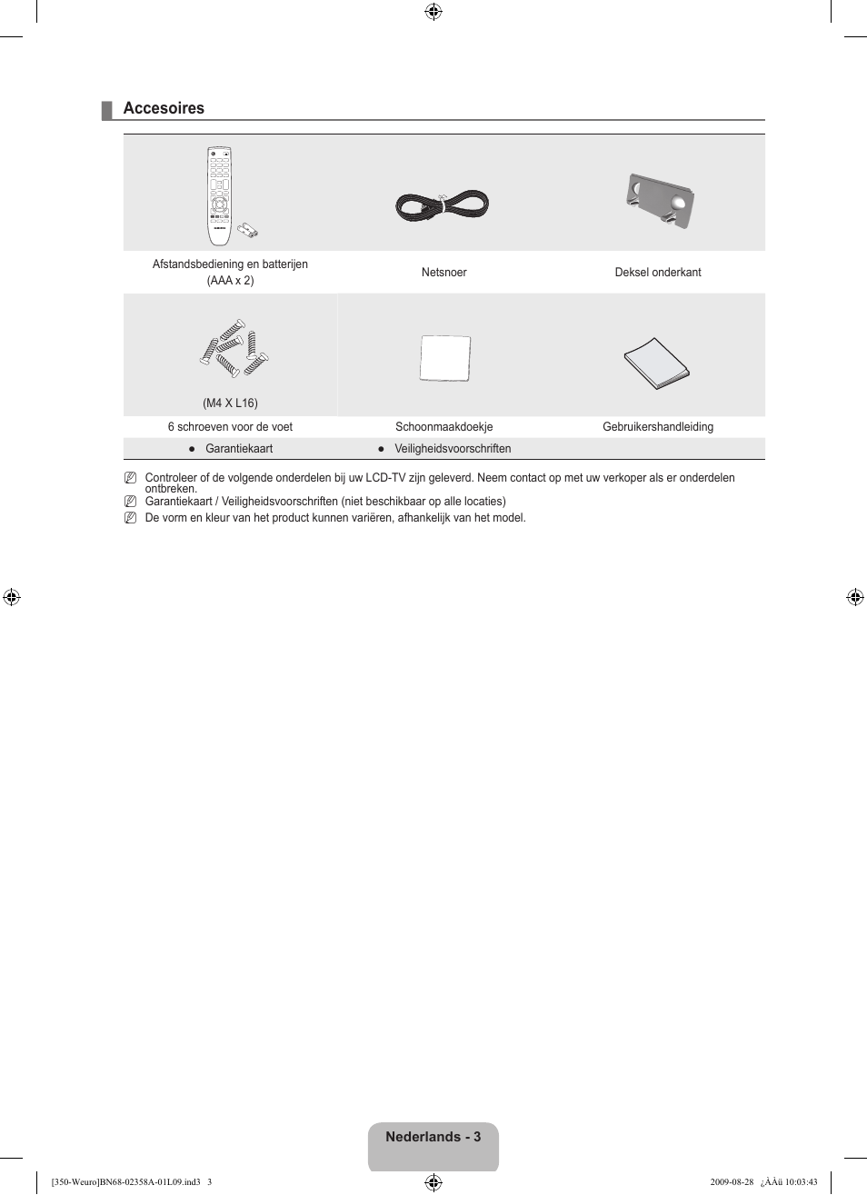 Accesoires | Samsung LE26B350F1W User Manual | Page 101 / 296