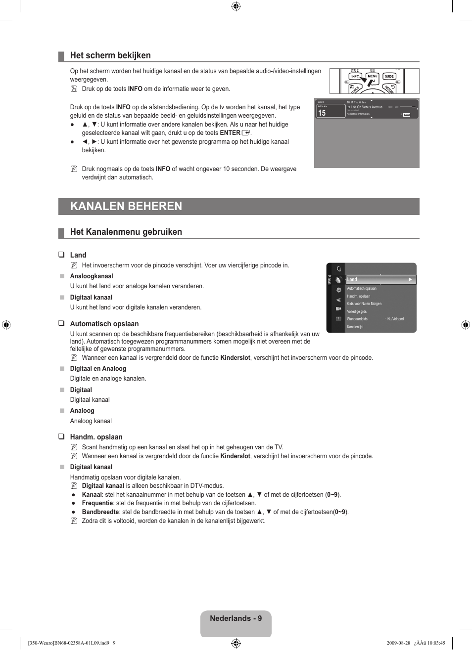 Kanalen beheren, Het scherm bekijken, Het kanalenmenu gebruiken | Samsung LE26B350F1W User Manual | Page 107 / 296