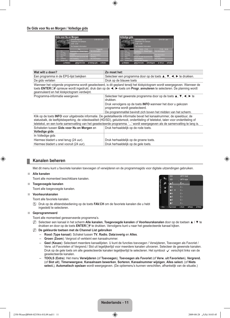 Kanalen beheren | Samsung LE26B350F1W User Manual | Page 109 / 296