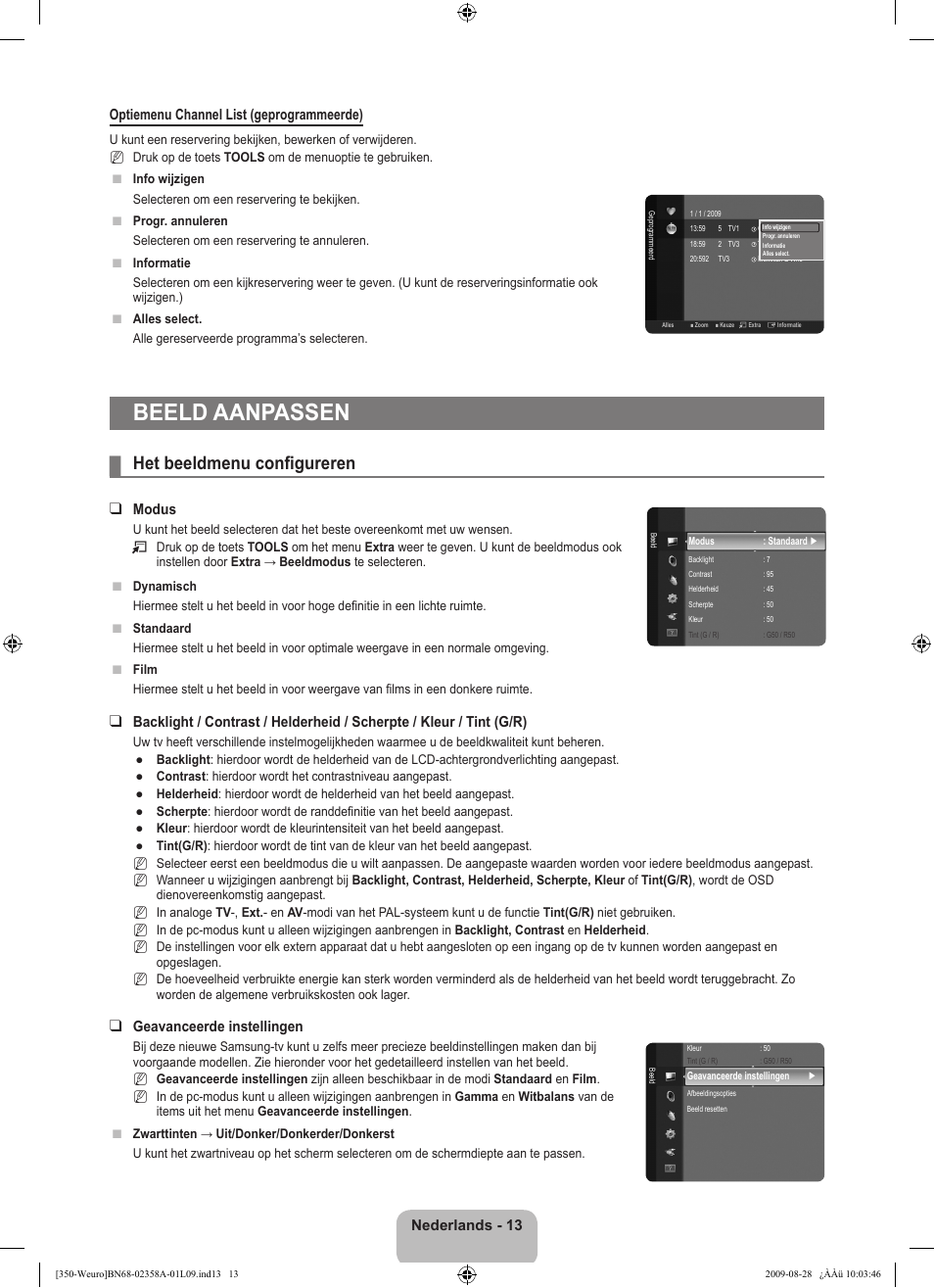 Beeld aanpassen, Het beeldmenu configureren | Samsung LE26B350F1W User Manual | Page 111 / 296