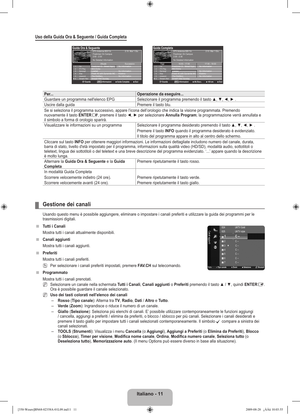Gestione dei canali | Samsung LE26B350F1W User Manual | Page 141 / 296