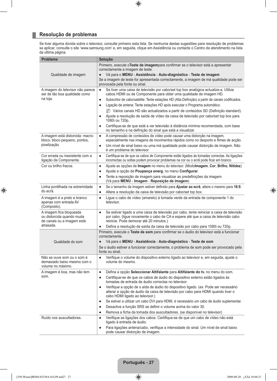 Resolução de problemas | Samsung LE26B350F1W User Manual | Page 221 / 296