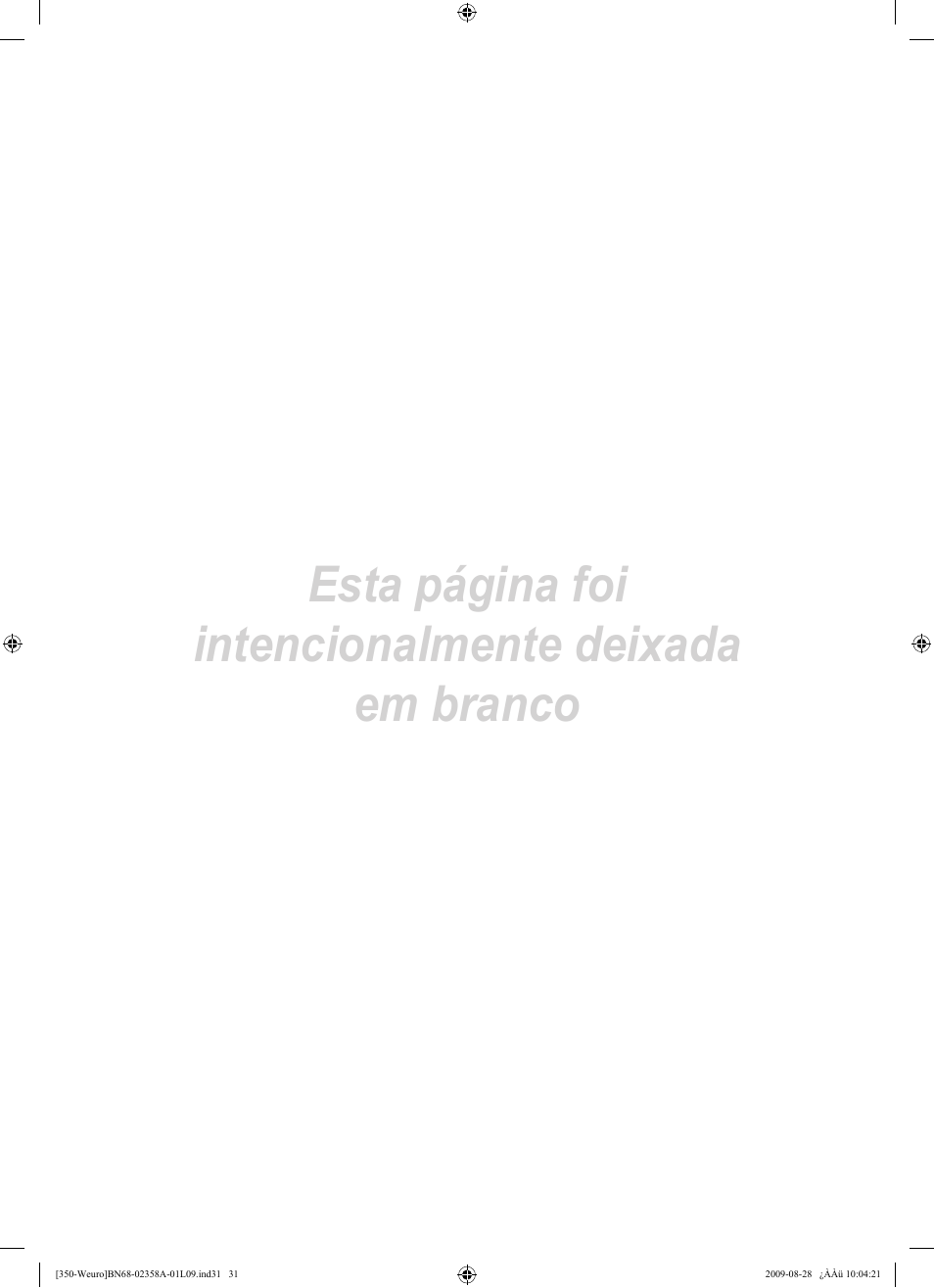 Esta página foi intencionalmente deixada em branco | Samsung LE26B350F1W User Manual | Page 225 / 296