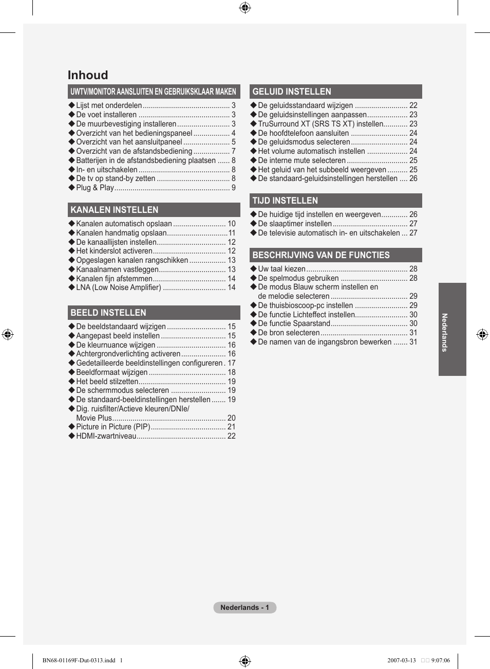 Inhoud | Samsung LE26R87BD User Manual | Page 171 / 451