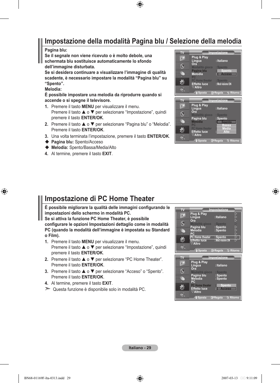 Impostazione di pc home theater | Samsung LE26R87BD User Manual | Page 255 / 451