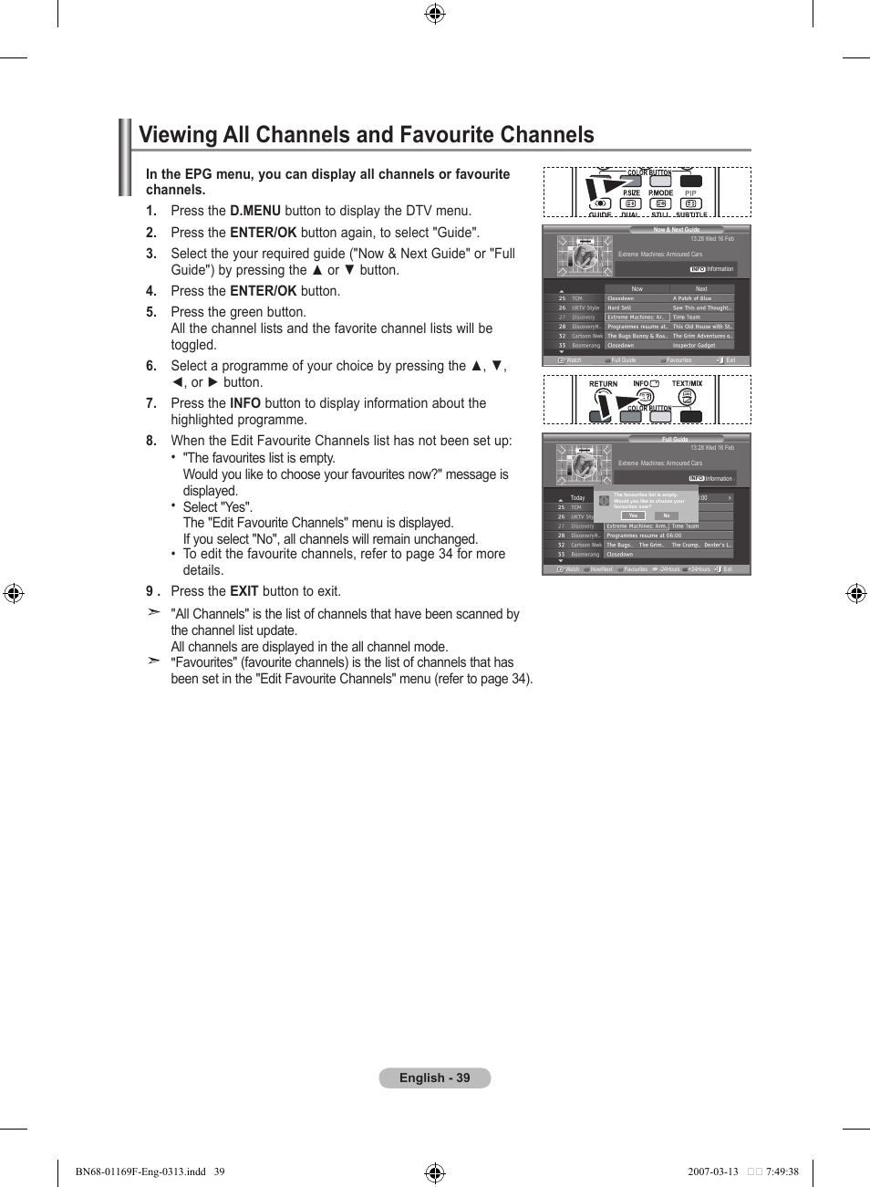 Viewing all channels and favourite channels | Samsung LE26R87BD User Manual | Page 41 / 451