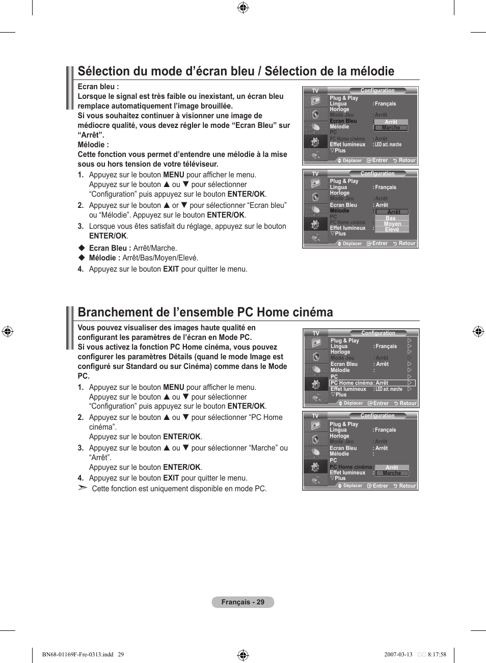 Branchement de l’ensemble pc home cinéma | Samsung LE26R87BD User Manual | Page 87 / 451