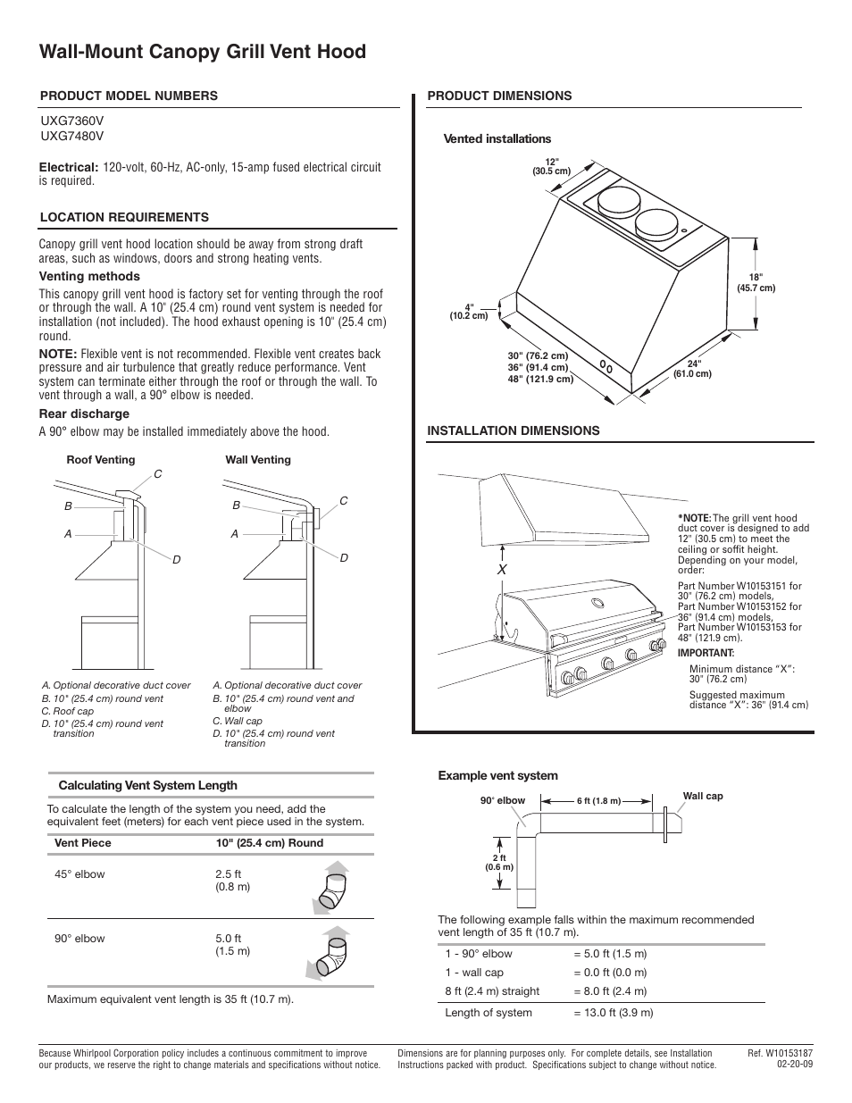 Amana UXG7480V User Manual | 1 page