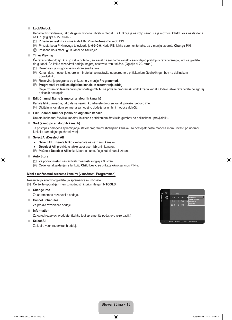 Slovenščina - 13 | Samsung LE19B541C4W User Manual | Page 255 / 318
