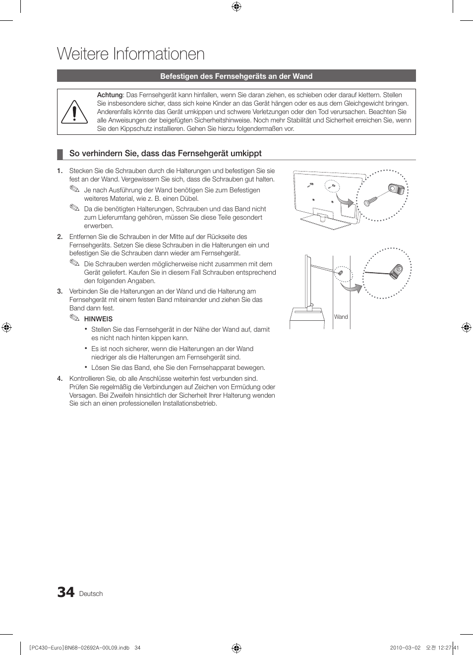 Weitere informationen | Samsung PS50C430A1W User Manual | Page 114 / 361