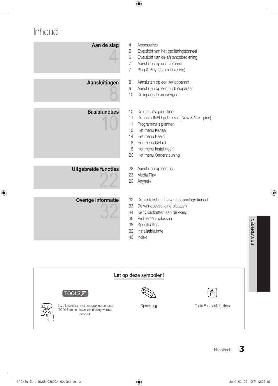 Inhoud | Samsung PS50C430A1W User Manual | Page 123 / 361