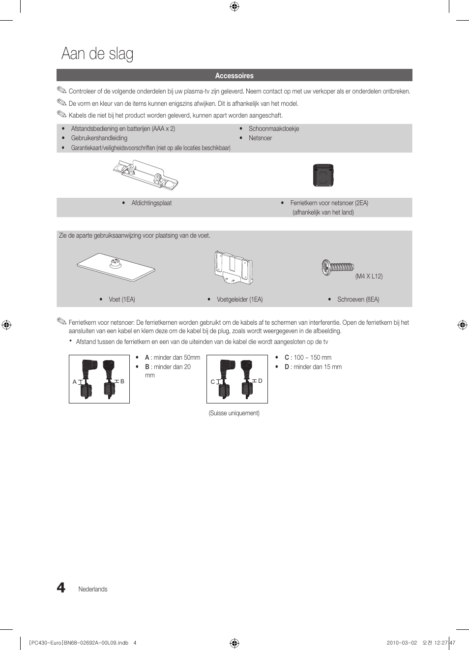 Aan de slag | Samsung PS50C430A1W User Manual | Page 124 / 361