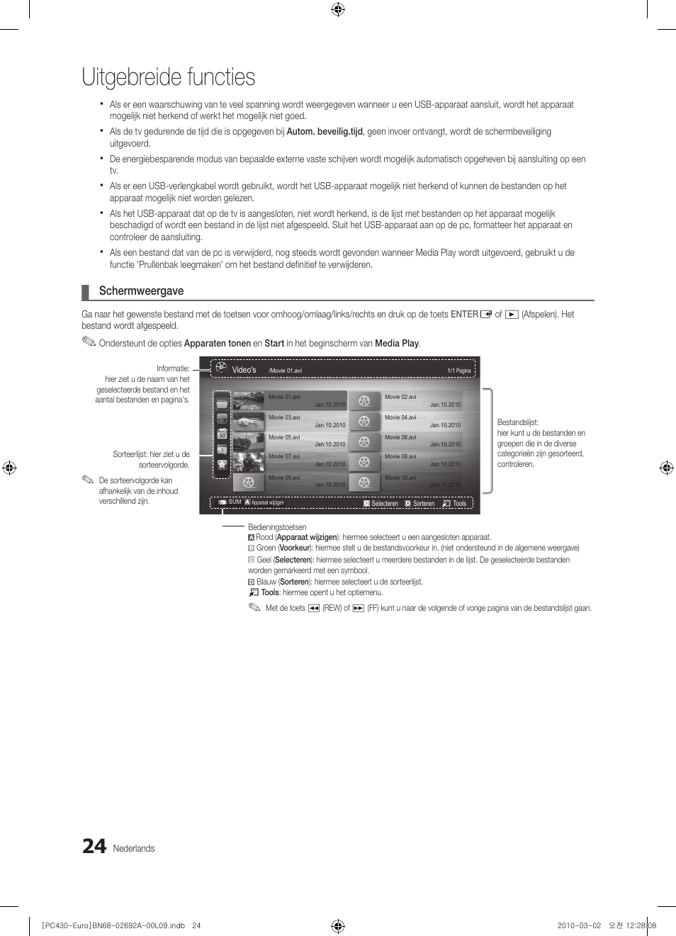 Uitgebreide functies, Schermweergave | Samsung PS50C430A1W User Manual | Page 144 / 361