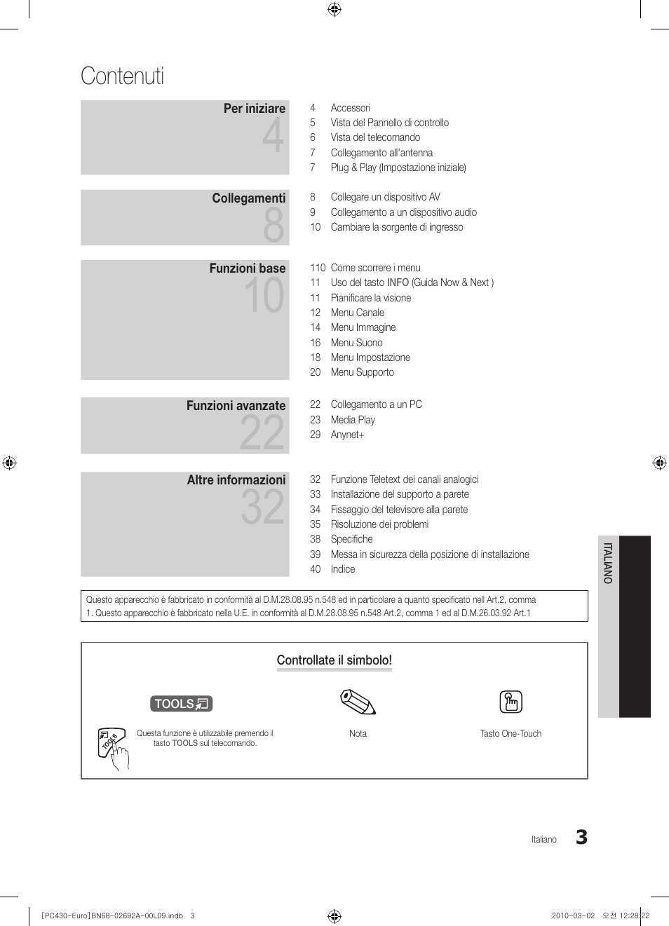 Contenuti | Samsung PS50C430A1W User Manual | Page 163 / 361