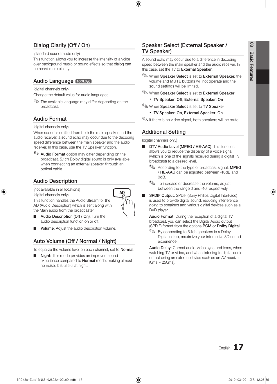 Samsung PS50C430A1W User Manual | Page 17 / 361