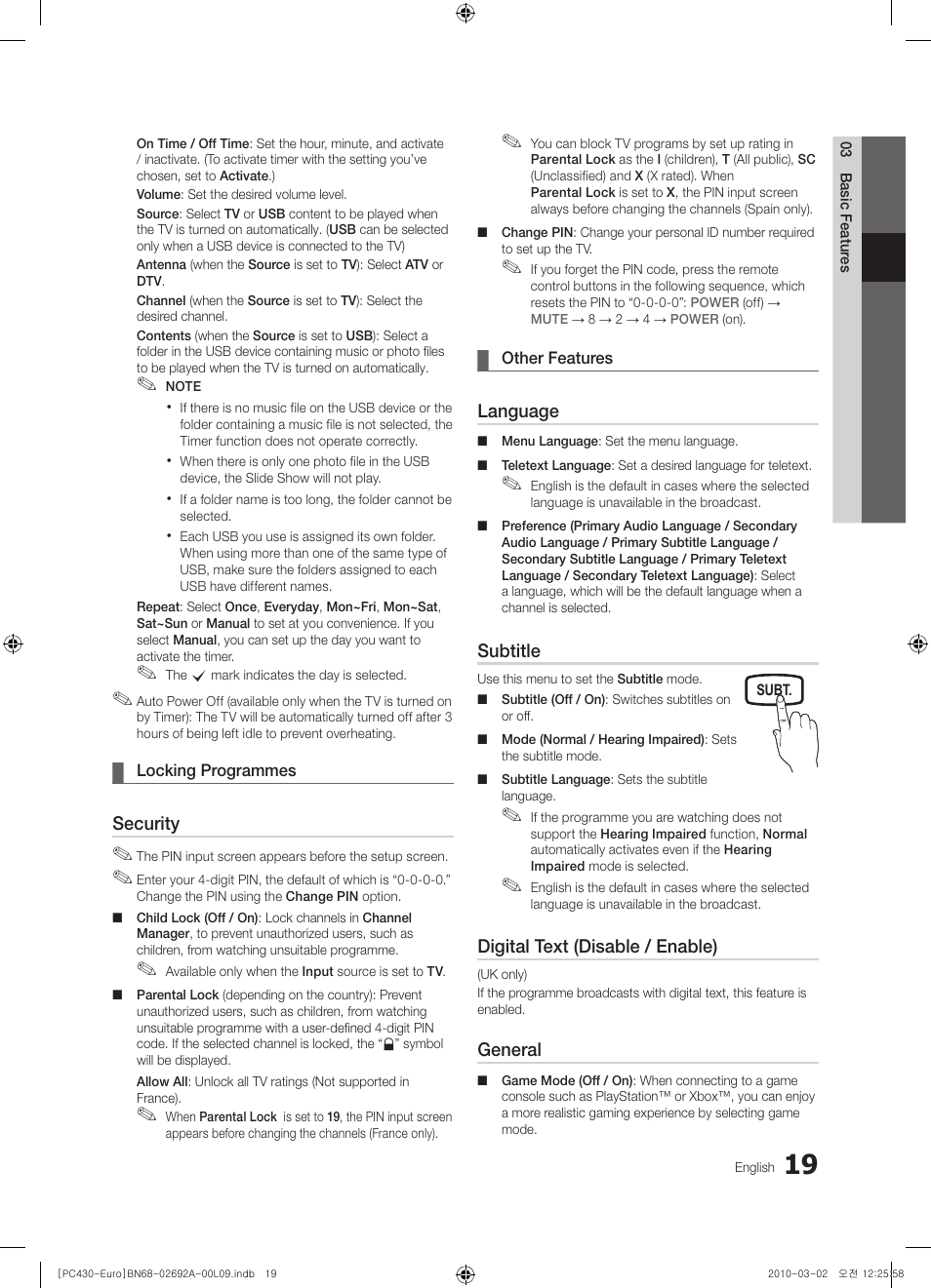 Samsung PS50C430A1W User Manual | Page 19 / 361