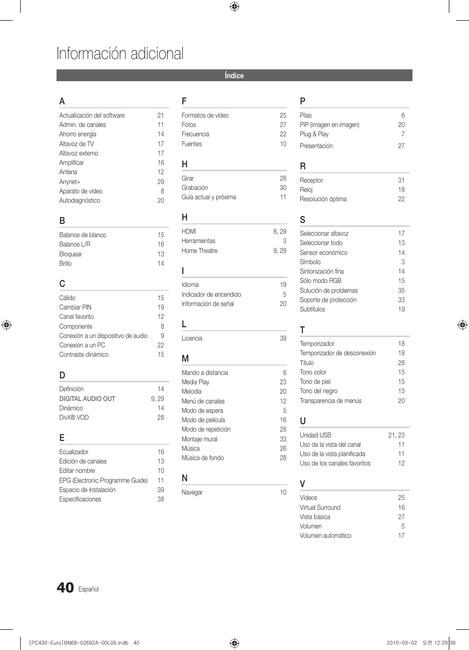 Información adicional | Samsung PS50C430A1W User Manual | Page 240 / 361