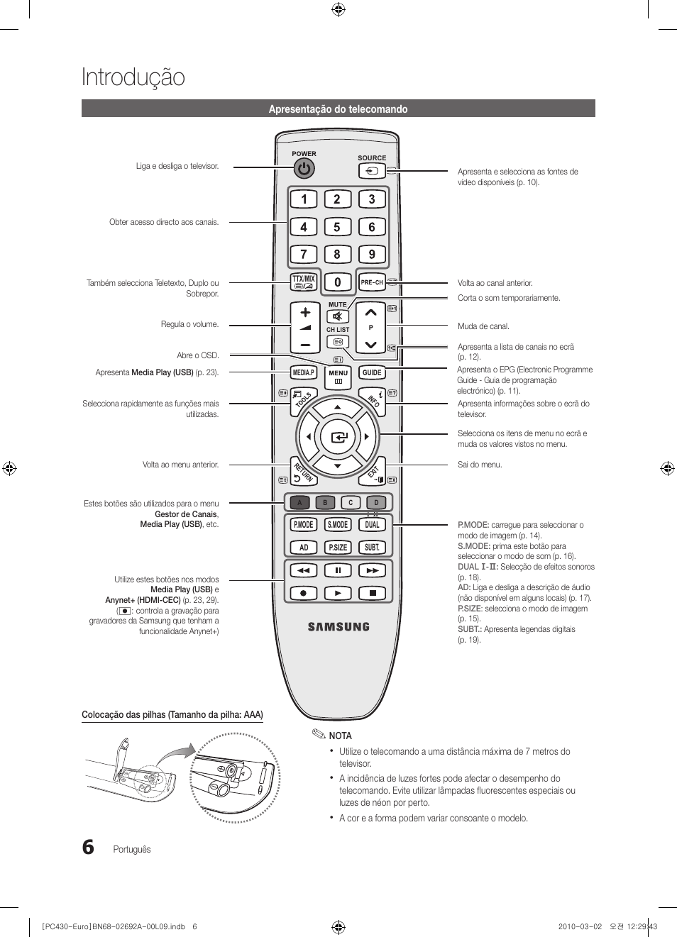 Introdução | Samsung PS50C430A1W User Manual | Page 246 / 361