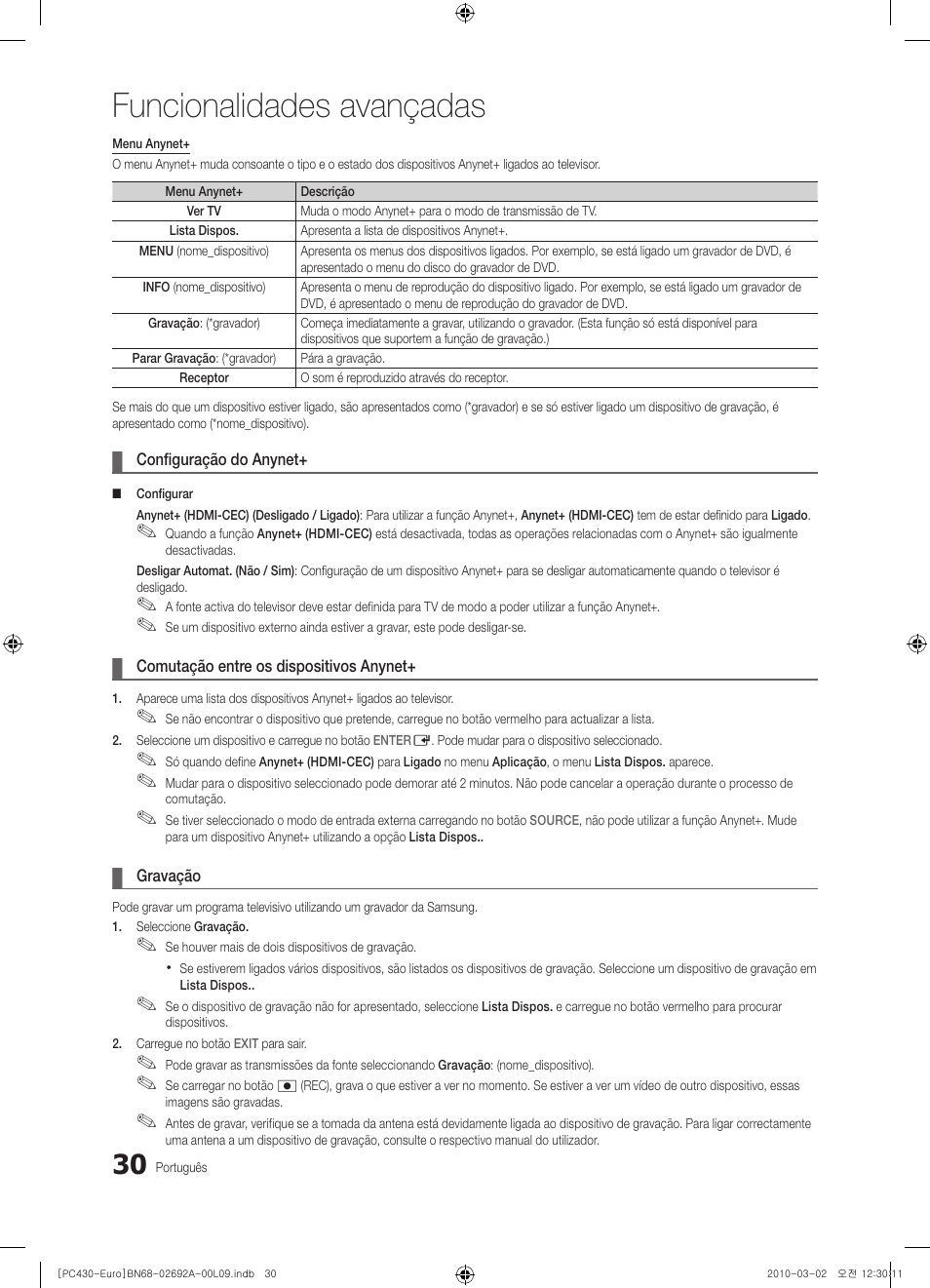 Funcionalidades avançadas | Samsung PS50C430A1W User Manual | Page 270 / 361