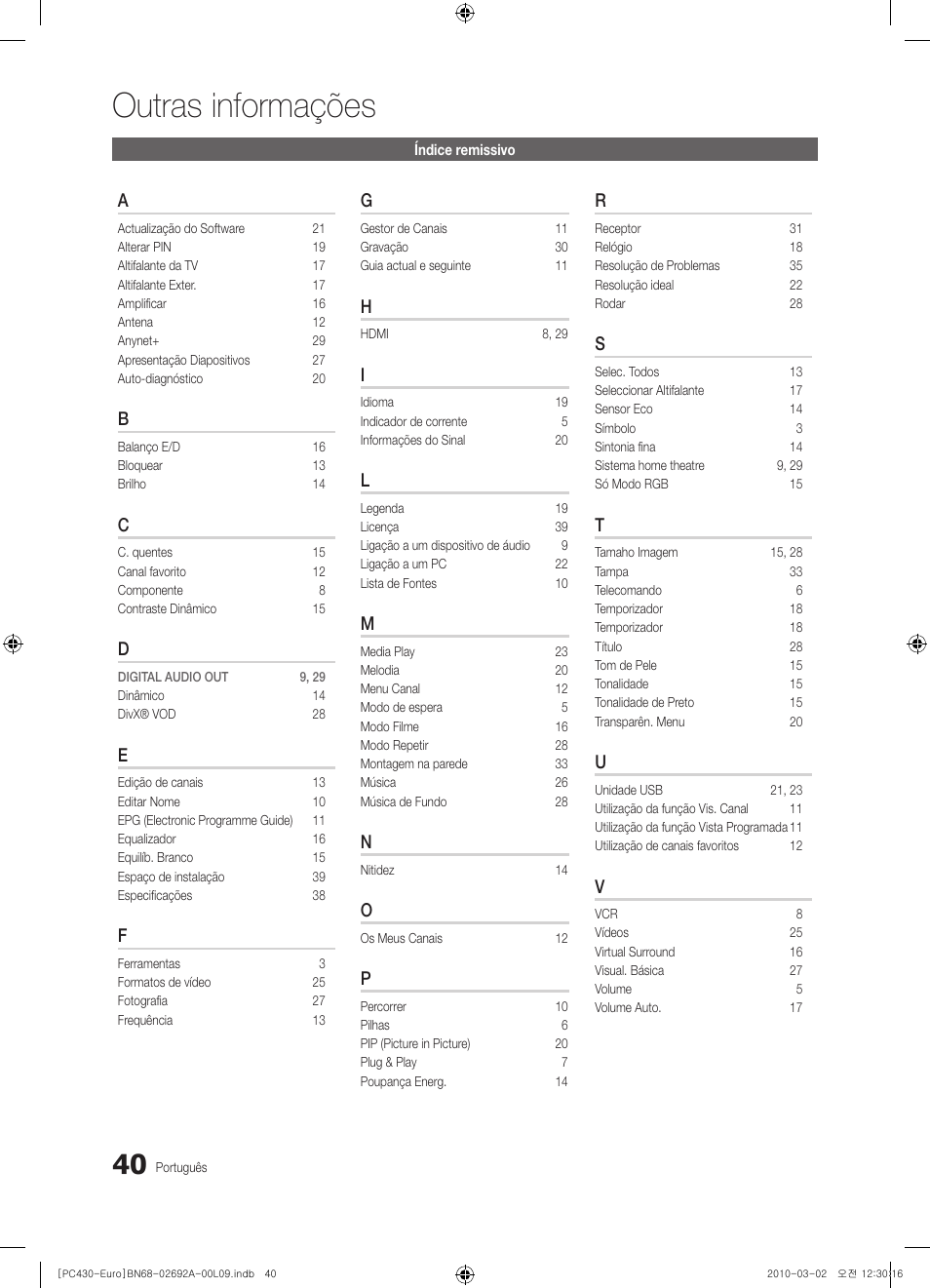 Outras informações | Samsung PS50C430A1W User Manual | Page 280 / 361