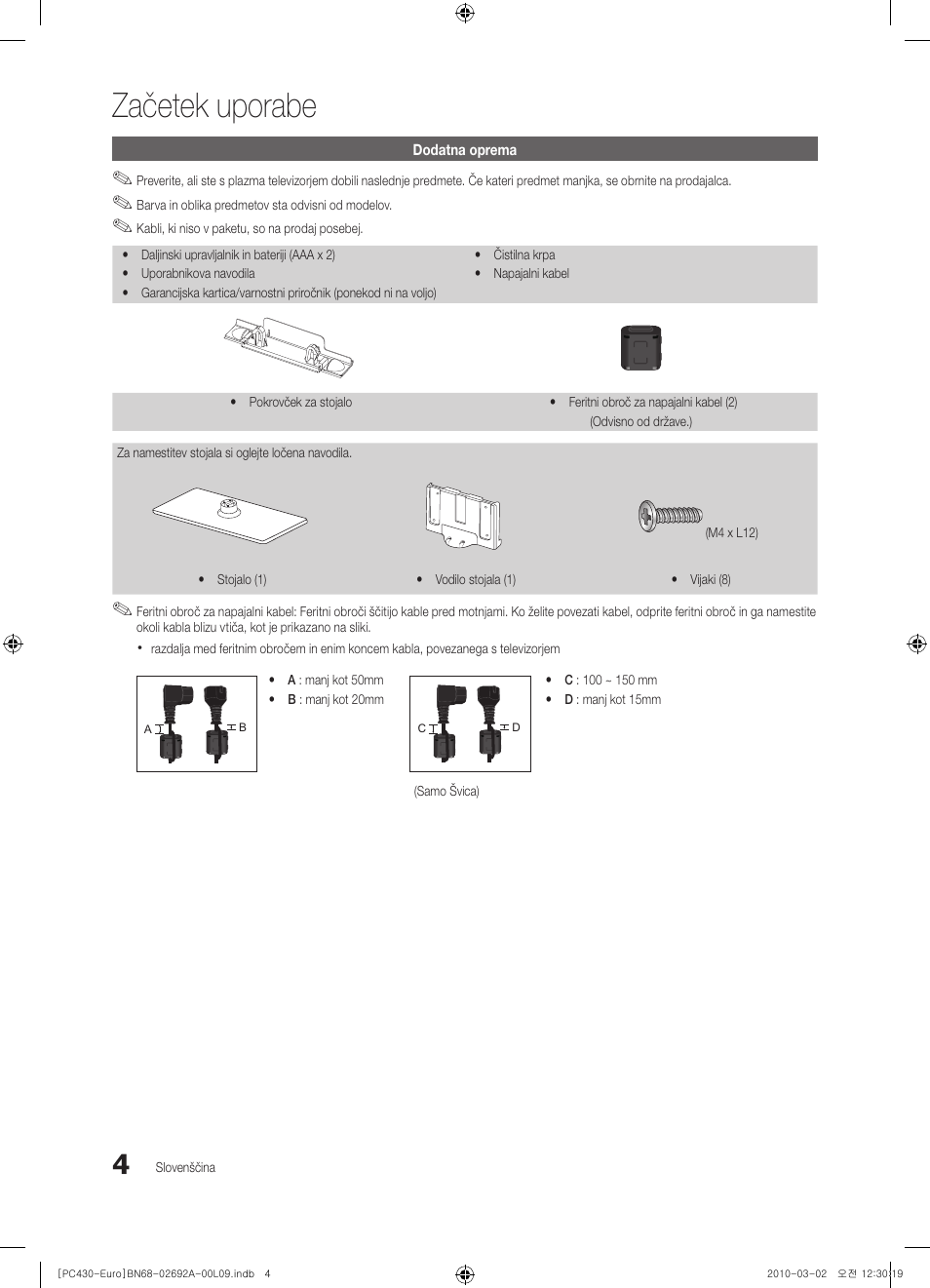 Začetek uporabe | Samsung PS50C430A1W User Manual | Page 284 / 361