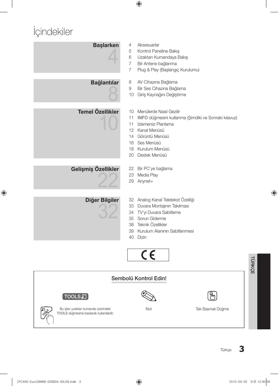 Içindekiler | Samsung PS50C430A1W User Manual | Page 323 / 361