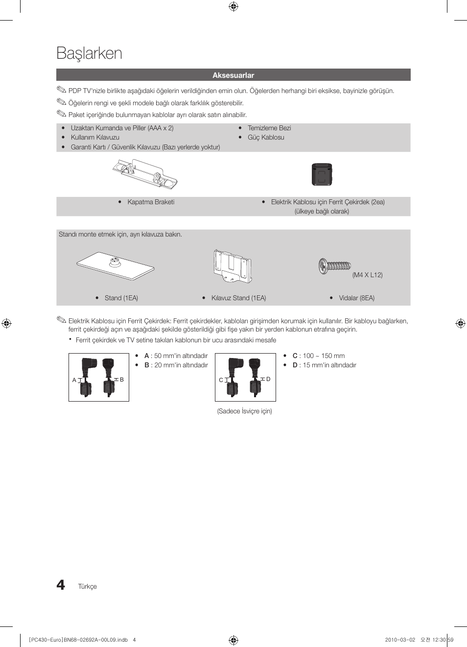 Başlarken | Samsung PS50C430A1W User Manual | Page 324 / 361