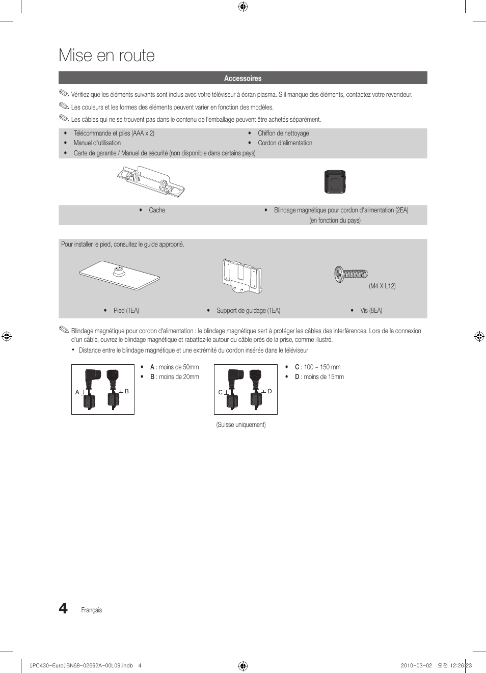 Mise en route | Samsung PS50C430A1W User Manual | Page 44 / 361