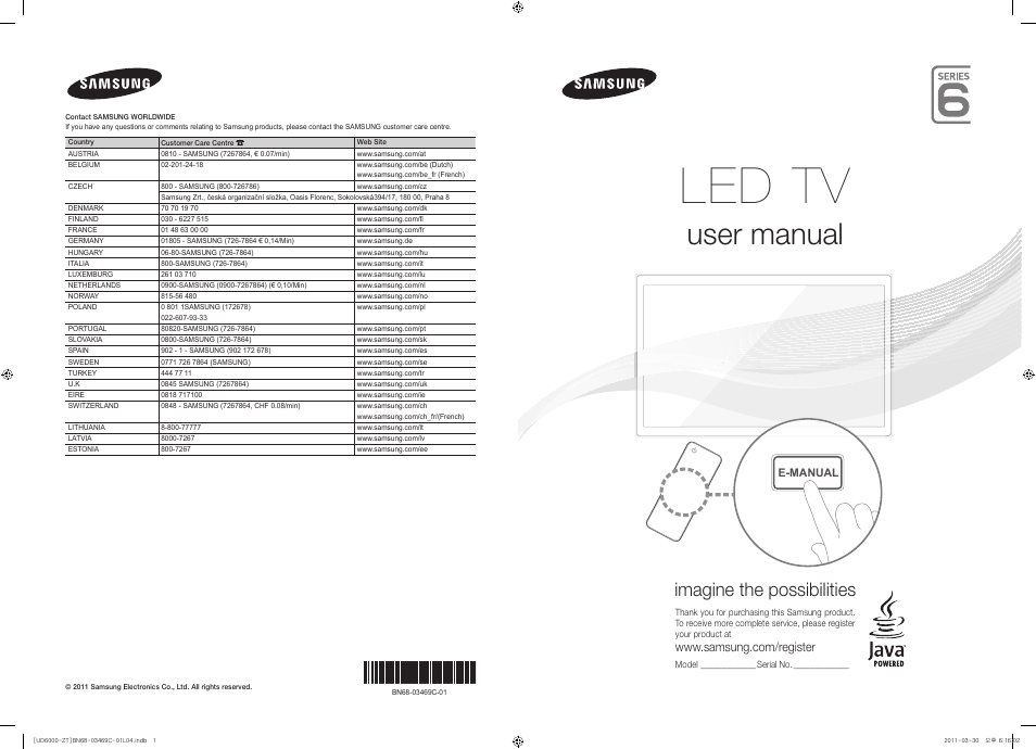 Samsung UE46D6000TP User Manual | 86 pages