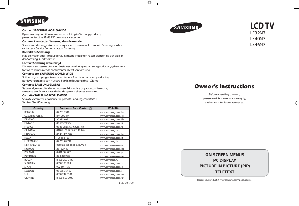 Samsung LE46N71B User Manual | 313 pages
